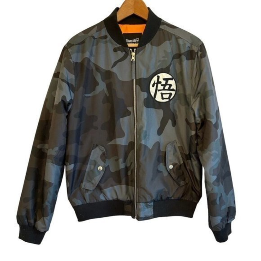 Dragon Ball 2 Saiyon Adult Mens Bomber Jacket‎ Size Medium Camo Print